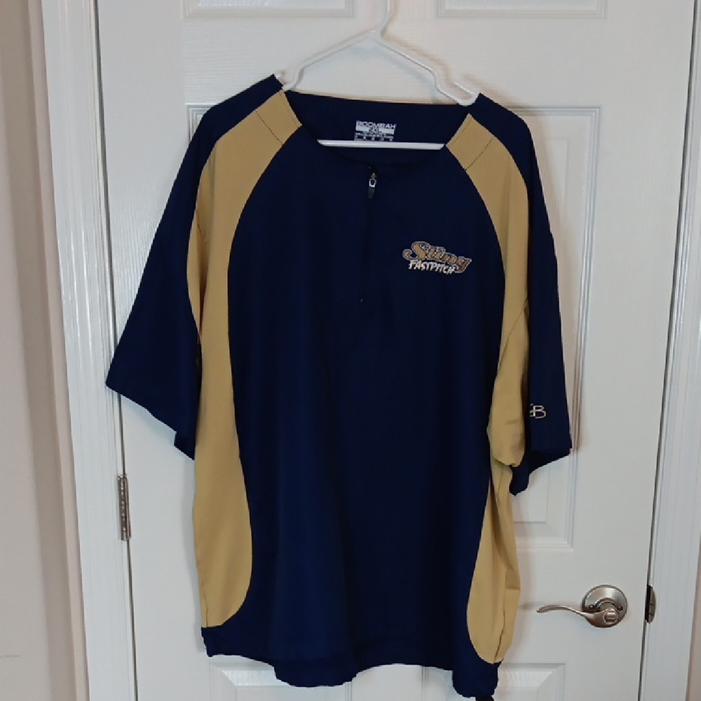 Boombah Men's 2XL Baseball Navy Gold Sports Jersey Zipper In Front Fast Pitch